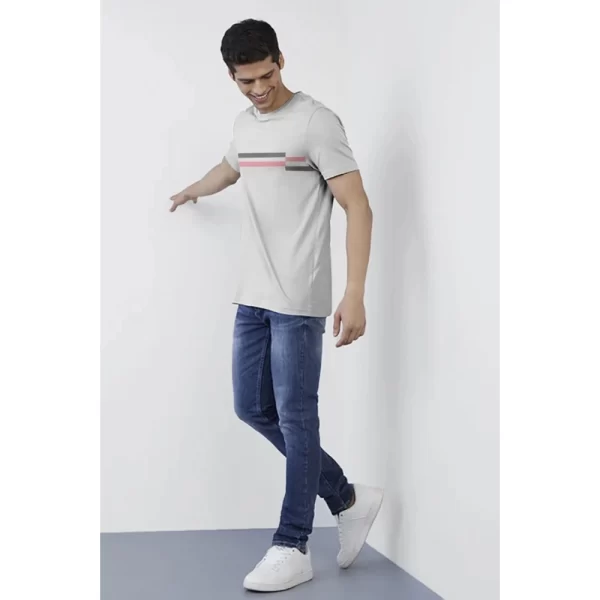Generic Men's Casual Half sleeve Solid Cotton Crew Neck T-shirt (Light Grey) - Image 5