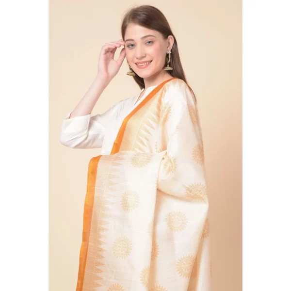 Generic Women's Art Silk Printed Dupatta (Orange, Length: 2.25 to 2.50 Mtr) - Image 3