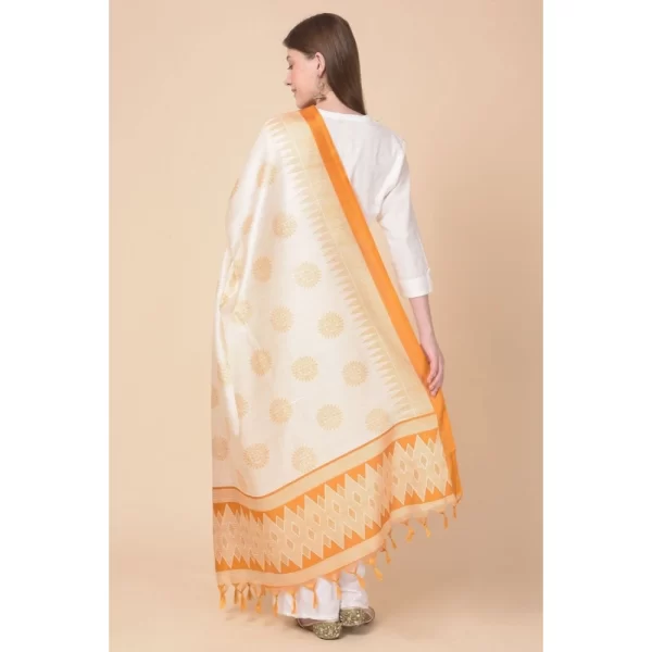 Generic Women's Art Silk Printed Dupatta (Orange, Length: 2.25 to 2.50 Mtr) - Image 5