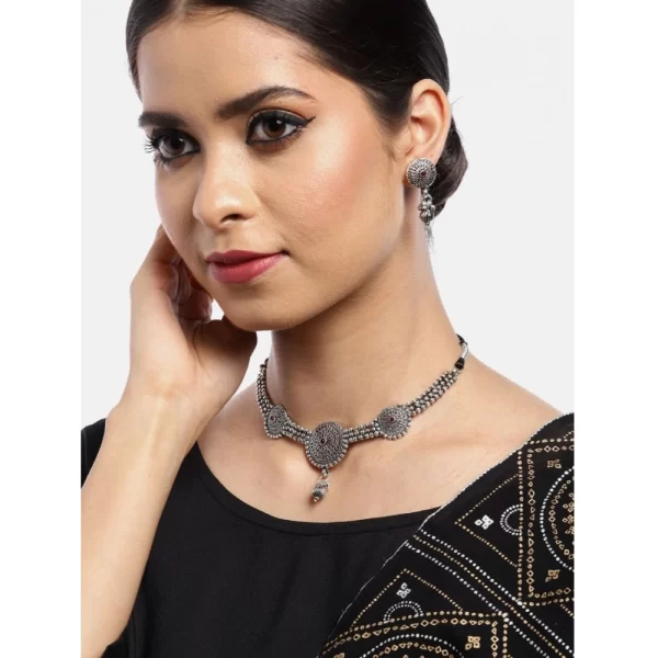 Generic Women's Rose Gold Plated Alloy Necklace & Earings Set (Silver) - Image 2
