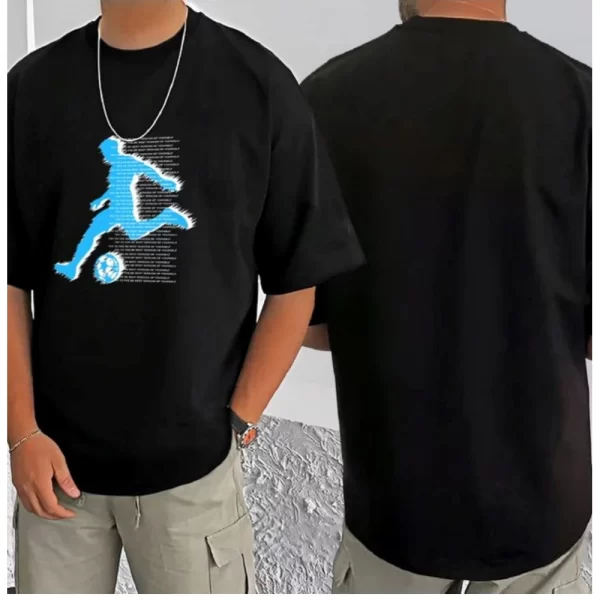 Generic Men's Casual Cotton Blend Printed Round Neck Half Sleeve T-Shirt (Black) - Image 3