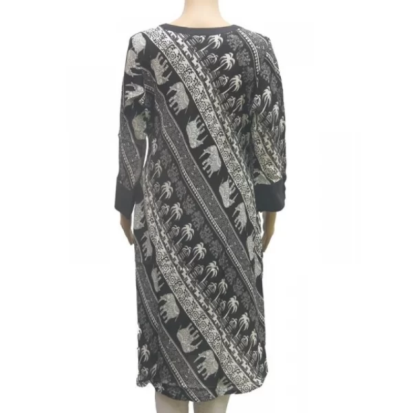 Generic Women's Rayon Kurtis (Black, White, XL) - Image 3