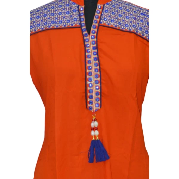 Generic Women's Rayon Kurtis (Orange, XXL) - Image 3