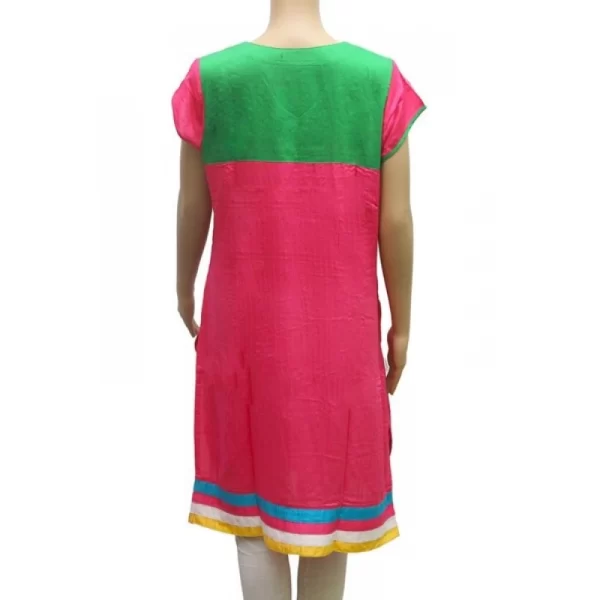Generic Women's Rayon Kurtis (Pink, Green, L) - Image 3