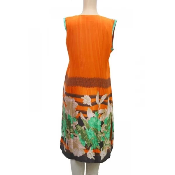 Generic Women's Synthetic Kurtis (Orange, Multi, L) - Image 3