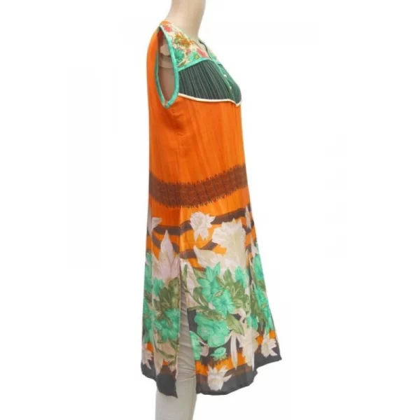 Generic Women's Synthetic Kurtis (Orange, Multi, L) - Image 4