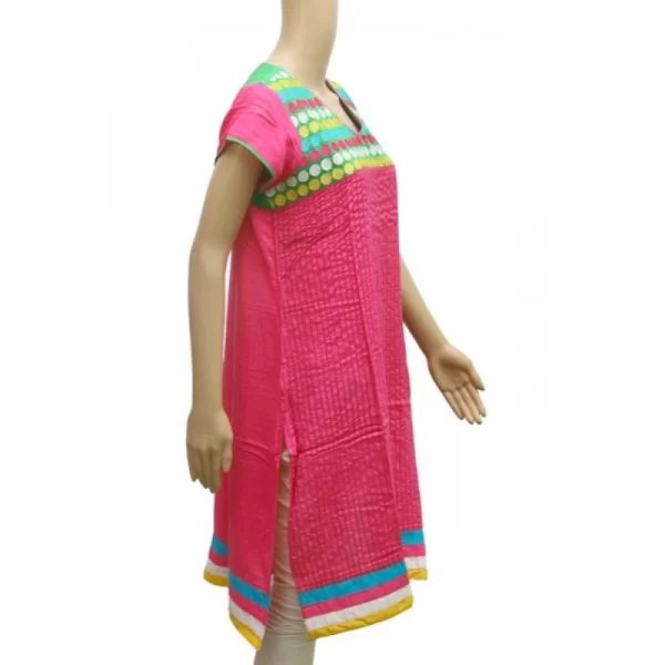 Generic Women's Rayon Kurtis (Pink, Green, L) - Image 4