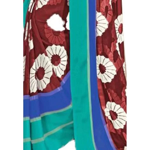 Generic Womens Geogrette Saree with Blouse Digital Printed Saree (Brown, 6.25 Mtr) - Image 3