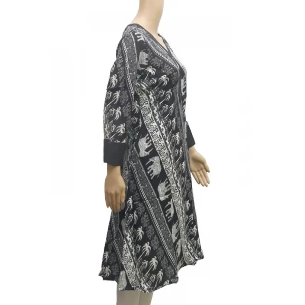 Generic Women's Rayon Kurtis (Black, White, XL) - Image 4