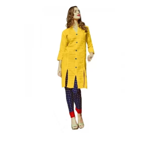Generic Women's Cotton Kurtis (Yellow, L)