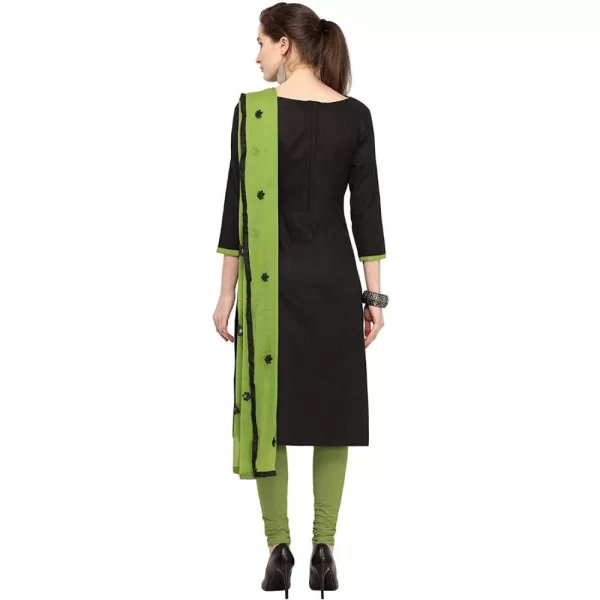 Generic Women's Slub Cotton Unstitched Salwar-Suit Material With Dupatta (Black, 2 Mtr) - Image 3