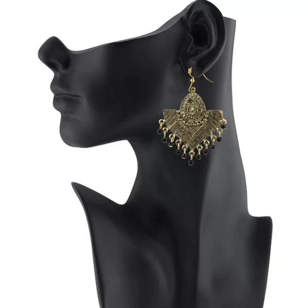 Generic Women's Gold Plated, Beads Hook Dangler Hanging Tassel Earrings-Gold - Image 2