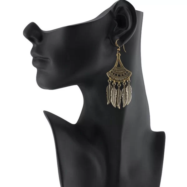 Generic Women's Gold Plated Leaf Design Earrings-Gold - Image 2