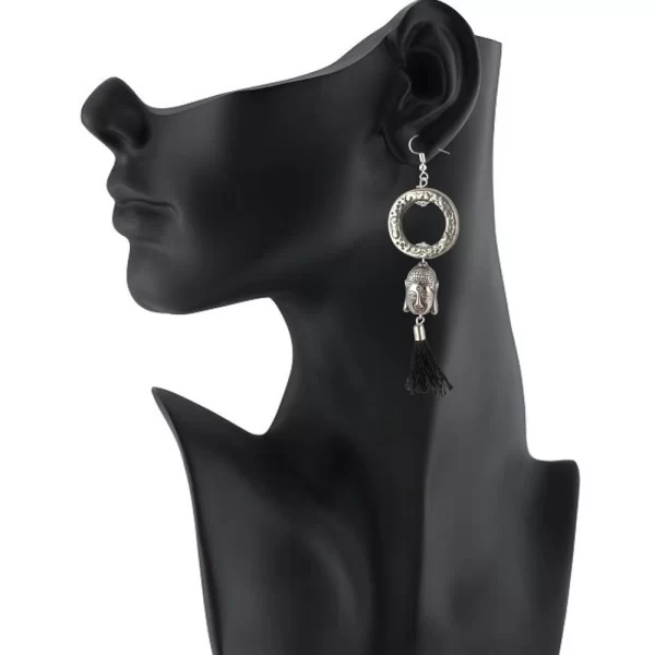 Generic Women's Oxidized Silver plated Buddha Style Earrings-Silver - Image 2