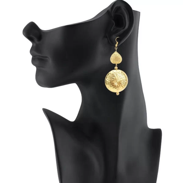 Generic Women's Gold Plated Hook Dangler Hanging Earrings-Golden - Image 2
