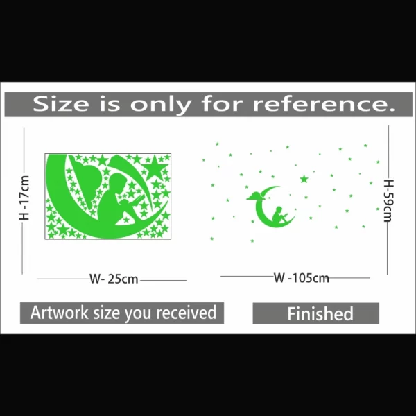 Generic Green Galaxy Of Stars With Moon Radium Wall Sticker - Image 2