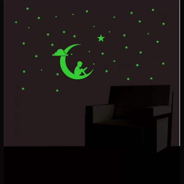 Generic Green Galaxy Of Stars With Moon Radium Wall Sticker - Image 4