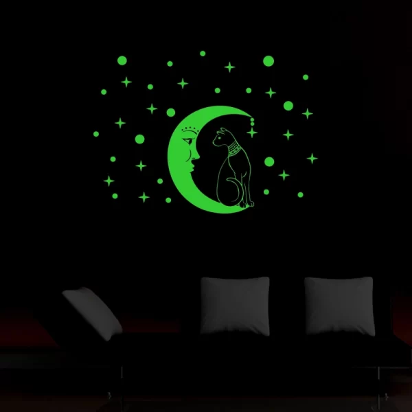 Generic Green Galaxy Of Stars With Moon Radium Night Glow Wall Sticker - Image 4