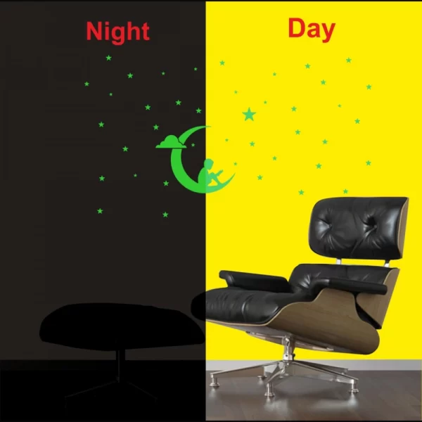 Generic Green Galaxy Of Stars With Moon Radium Wall Sticker - Image 3