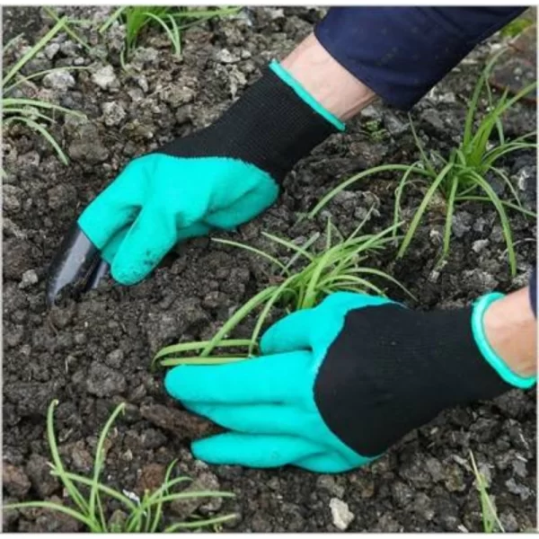 Generic Pack Of_2 Heavy Duty Garden Farming Gloves Washable With Right Hand Fingertips Claws (Color: Assorted) - Image 2