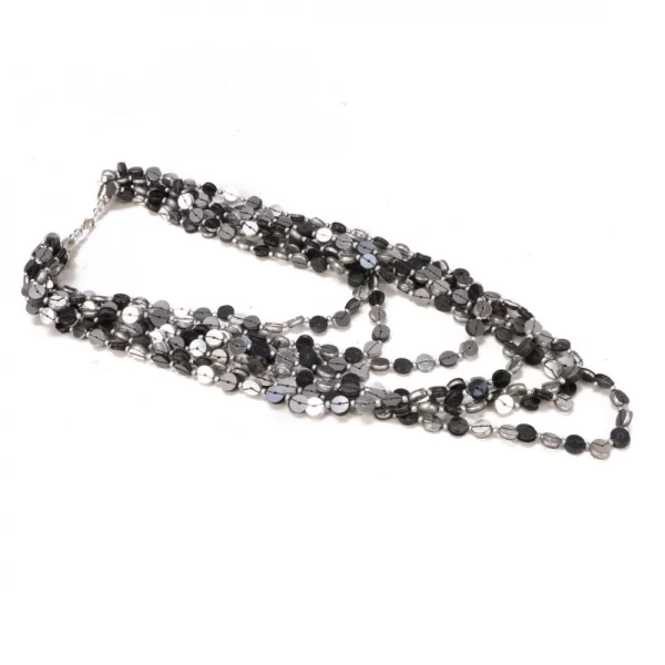 Generic Jewellery Stylish Silver Black Beads Necklace (Color: Grey) - Image 3