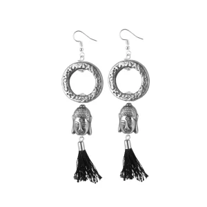 Generic Women's Oxidized Silver plated Buddha Style Earring (Color: Black)