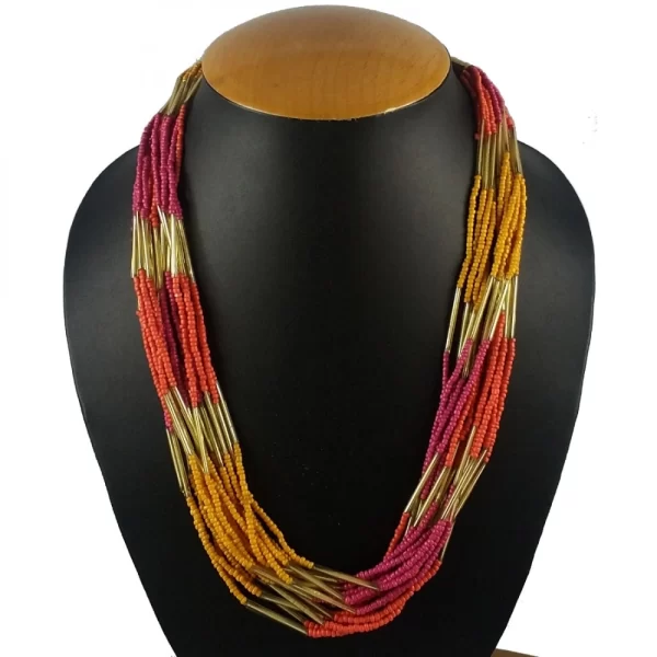 Generic Women's Designer Elegant Multi Layer Multi Color Beads Necklace (Color: Multi Color) - Image 3