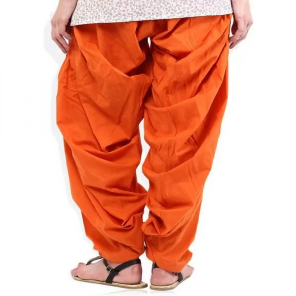 Generic Women's Cotton Solid Patiyala (Color:Orange) - Image 3