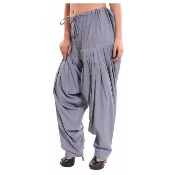 Generic Women's Cotton Solid Patiyala (Color:Smoke Grey) - Image 2