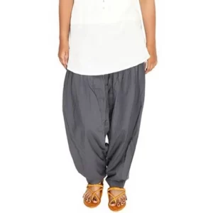 Generic Women's Cotton Solid Patiyala (Color:Smoke Grey)