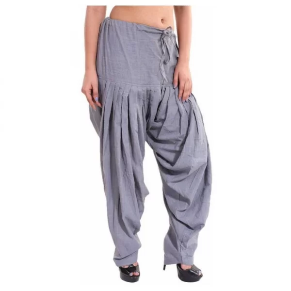 Generic Women's Cotton Solid Patiyala (Color:Smoke Grey) - Image 3