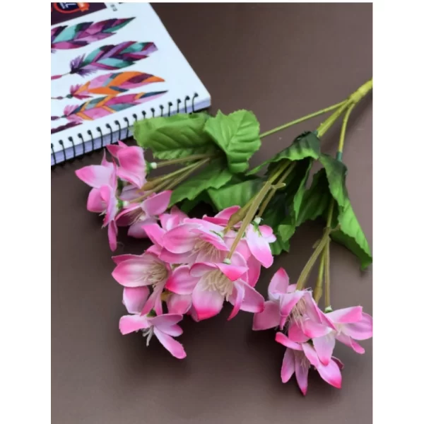 Generic Artificial Flowers Bunch Bouquet Of Pink Blossoms For Home Decoration (Color: Pink, Material: Silk Polyester) - Image 3
