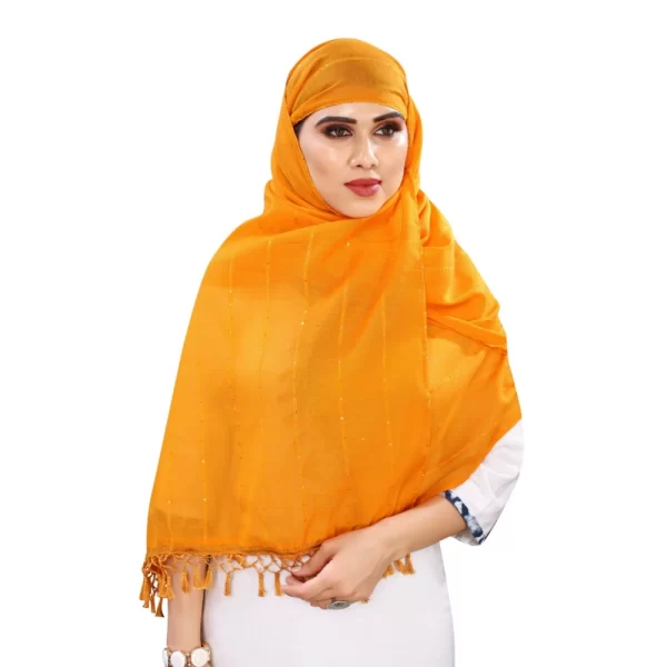 Generic Women's Cotton Silk Strips Printed Dupatta (Musterd Yellow, Length:2-2.4 mtr) - Image 2