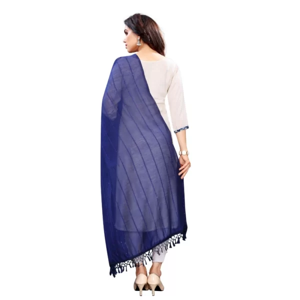 Generic Women's Cotton Silk Strips Printed Dupatta (Blue, Length:2-2.4 mtr) - Image 3
