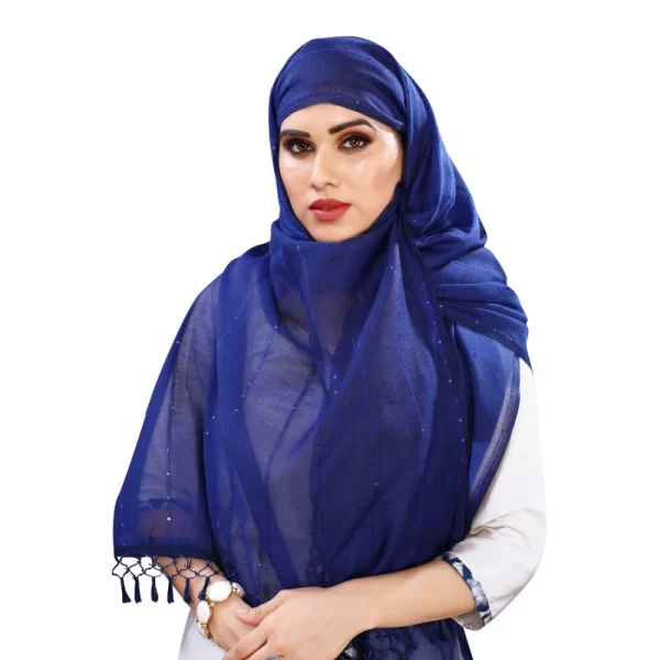 Generic Women's Cotton Silk Strips Printed Dupatta (Blue, Length:2-2.4 mtr) - Image 2