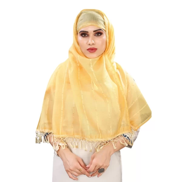 Generic Women's Cotton Silk Strips Printed Dupatta (Yellow, Length:2-2.4 mtr) - Image 2