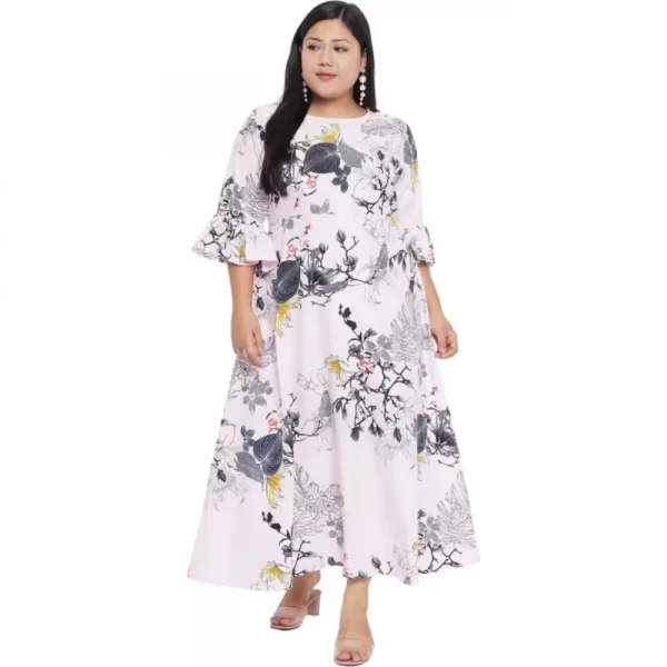 Generic Women's Fit And Flare White Dress (Color:White, Material:Polyester) - Image 3