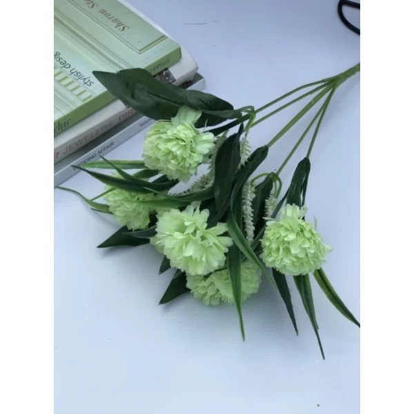 Generic Artificial Flowers Bunch Bouquet Of 6 Chrysanthemum Flowers For Home Decoration (Green, Material:Silk, Polyester) - Image 2