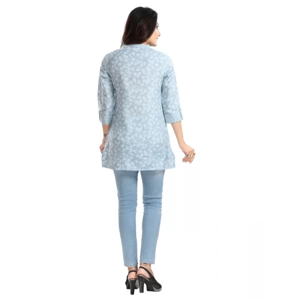 Generic Women's 3/4th Sleeve Viscose Blend Tunic Short Top (Blue) - Image 6