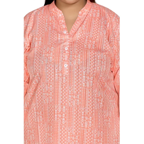 Generic Women's Casual 3/4th Sleeve Imported Synthetix Full printed Straight Kurti (Corel Pink) - Image 5