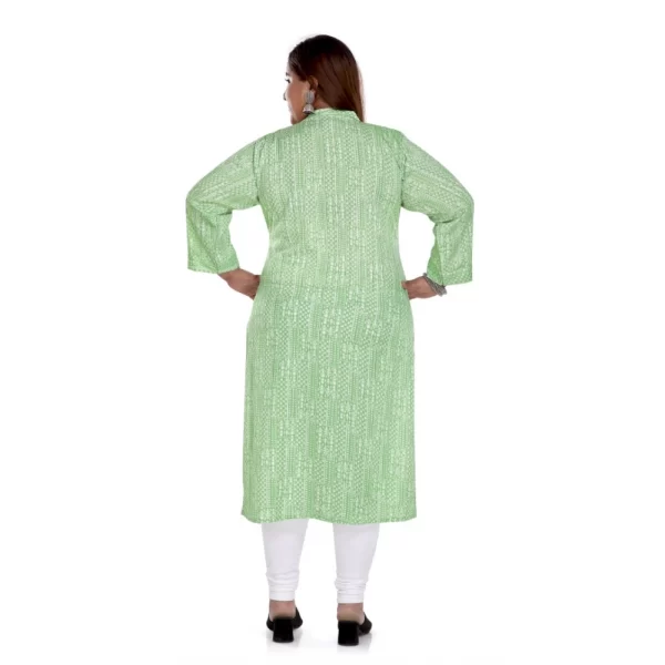 Generic Women's Casual 3/4th Sleeve Imported Synthetix Full printed Straight Kurti (Pista Green) - Image 2