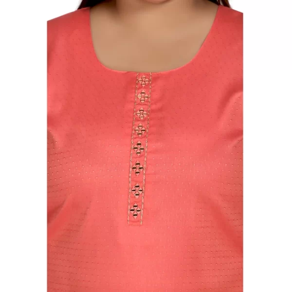 Generic Women's Casual 3/4th Sleeve Rayon Mirror Embroidered Straight Kurti (Pink) - Image 5