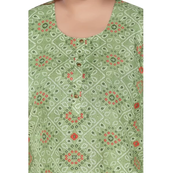 Generic Women's Casual 3/4th Sleeve Rayon Golden Foil Printed Straight Kurti (Pista Green) - Image 5
