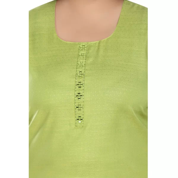 Generic Women's Casual 3/4th Sleeve Rayon Mirror Embroidered Straight Kurti (Apple Green) - Image 5
