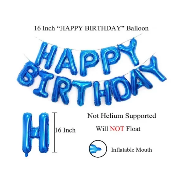 Generic 3Rd Happy Birthday Decoration Combo With Foil And Star Balloons (Blue, Silver) - Image 3