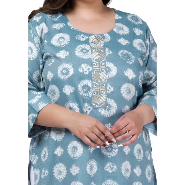Generic Women's Office wear Golden Foil Capsule Straight Kurti (Light Blue) - Image 2