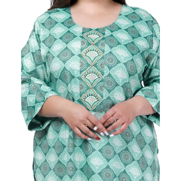 Generic Women's Office wear Golden Foil Capsule Straight Kurti (Light Green) - Image 2
