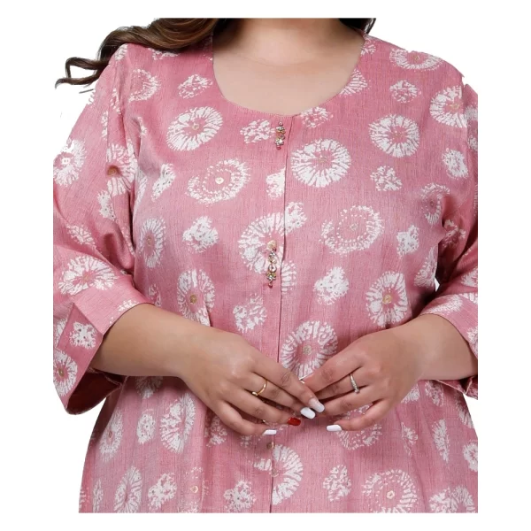 Generic Women's Office wear Golden Foil Capsule A-Line Kurti (Pink) - Image 2