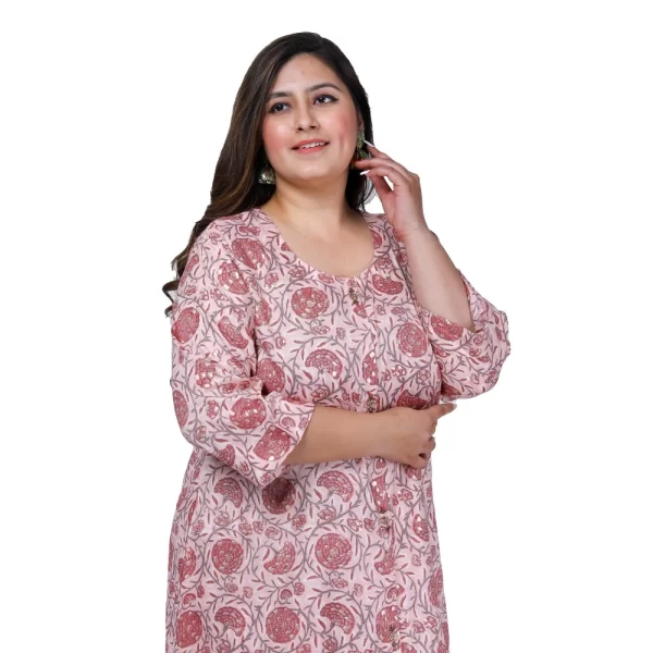 Generic Women's Office wear Golden Foil Capsule A-Line Kurti (Light Pink) - Image 4