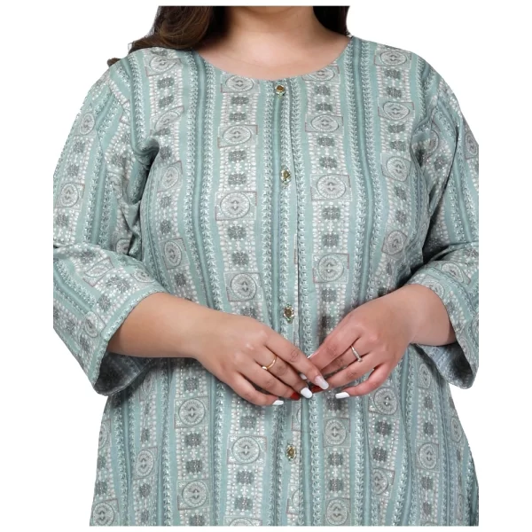 Generic Women's Office wear Golden Foil Capsule A-Line Kurti (Light Green) - Image 2